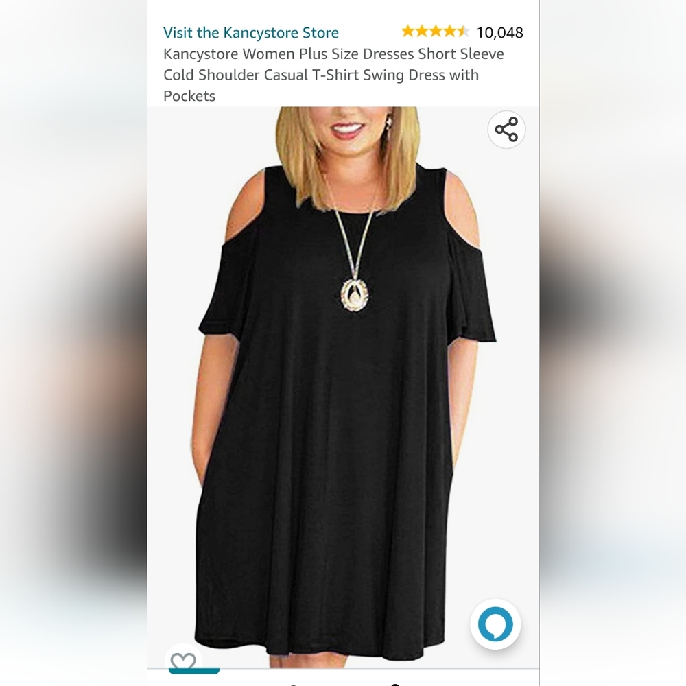 Plus Size Black Cold-Shoulder Swing Dress